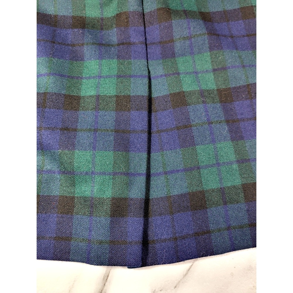 J.Crew The Pencil Skirt Black Watch Plaid Wool Navy Green Size 0 Preppy Academia - Picture 3 of 9
